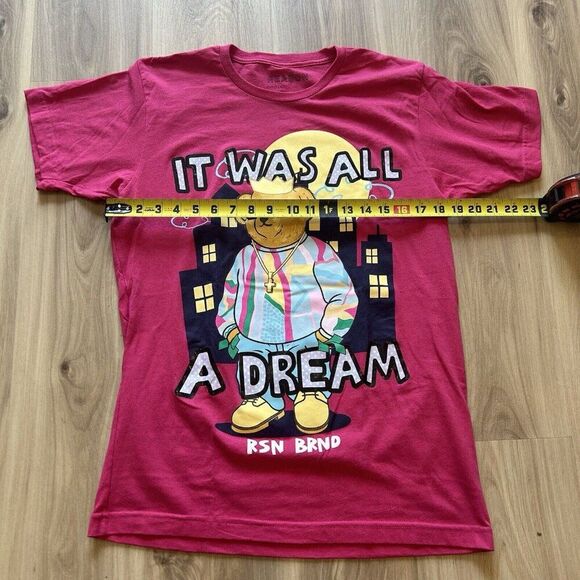 It Was All A Dream Biggie Smalls T-Shirt Rsn Brnd Reason Brand NYC Pink Size M - Picture 4 of 6